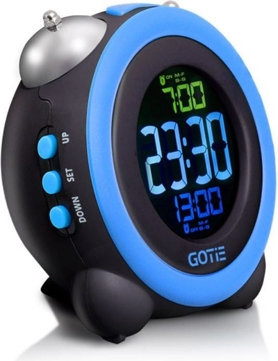 Orë me zile Gotie GBE-300R, ekran LED, me dy alarme, e zezë me blu