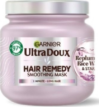 Маска за коса Garnier Ultra Doux Replumping, за долга коса, со оризова вода и скроб, 340 ml