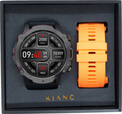 Smartwatch Kiano Watch Sport, mat rrahjet e zemrës, i papërshkueshëm nga uji, i zi