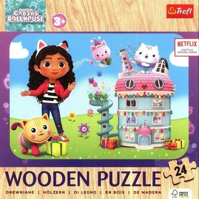 Puzzle druri Trefl Wooden Puzzle Junior, 24 copa, Gabby's Dollhouse
