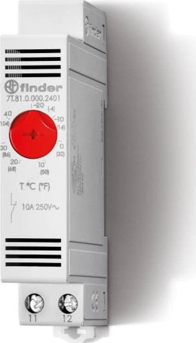 Termostat kabinete Finder 7T.81.0.000.2401, montim në shinë DIN, -20 deri 40°C, automatik