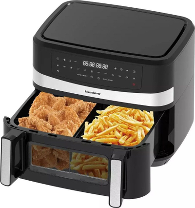 Фритеза на воздух Klausberg Oil Free Double Chamber Fryer, 9L, 1750W, сребрено-црна