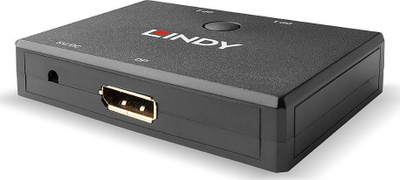 Прекинувач DisplayPort Lindy 2 Port 1.2, 4K 60Hz, двонасочен, црн