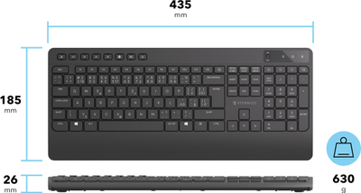 Tastatura Eternico KS2230 Wireless, 118 tasta, e zezë