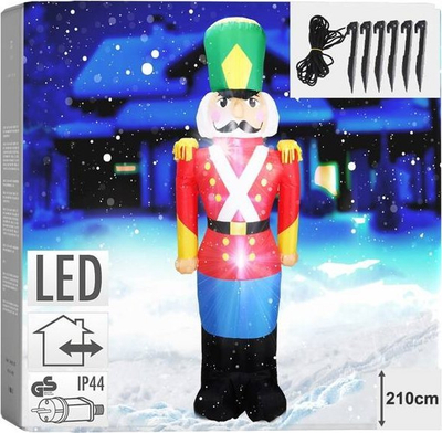 Figurë fryrëse festive Nutcracker XXL, LED, 2.1 m, shumëngjyrëshe