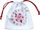 Qese për zare Japanese Dice Bag Breath of Spring, pambuk i bardhë, motiv sakura, lidhëse të kuqe
