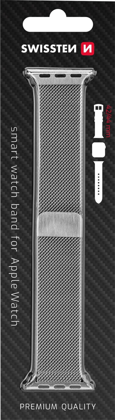 Rrip ore Swissten Mesh për Apple Watch, 38 40 mm, çelik inox, argjendtë