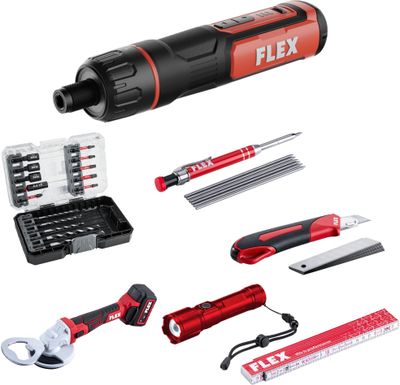 Set veglash Flex Xmas 2025 Tool Advent Calendar, kaçavidë 4V USB C, elektrik dore me modalitet SOS, multicolor