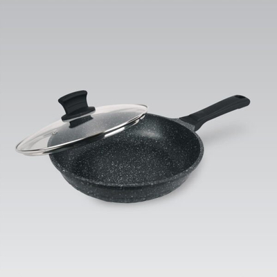 Tigan Riposo Maestro MR-1225-24, 24cm, veshje graniti, me kapak, i zi