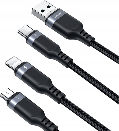 Kabllo 3 në 1 Joyroom Multi Use Series S 1T3018A18, Lightning USB C Micro USB, 1.2m, gri