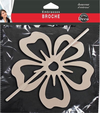 Mbajtëse perde Brooch Petaly, metal i lyer, 15 cm, taupe