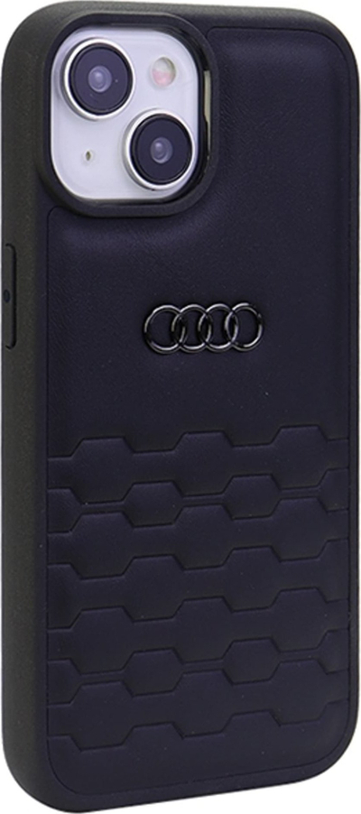 Këshe telefoni Audi GT me lëkurë sintetike, për iPhone 15 6.1", hardcase, e zezë