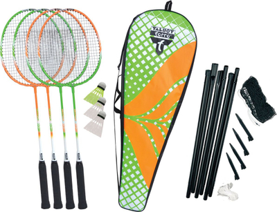 Set badminton Talbot-Torro 4-Attacker Plus, 4 raketa, 3 shatlla, shumëngjyrësh