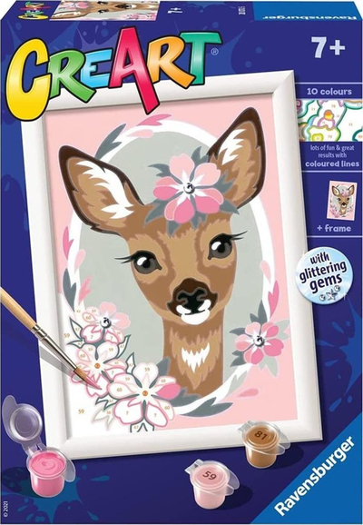 Set pikturimi Ravensburger CreArt Delightful Deer, pikturo me numra, për fëmijë 9+