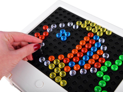 Lojë mozaik LED Jokomisiada Lite Brite, 129 pjesë, tabelë me drita, e zezë e bardhë