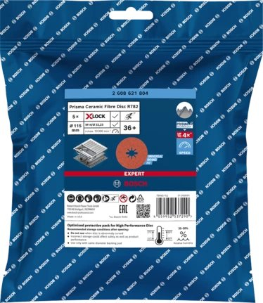 Disk bluarës Bosch Expert R782 Prisma Ceramic X LOCK 115mm, granulë 36, set me 5 copë
