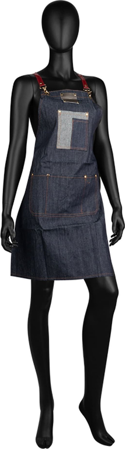 Përparëse berberi Activeshop Barber Apron BB-17, xhins, me xhepa, blu e errët