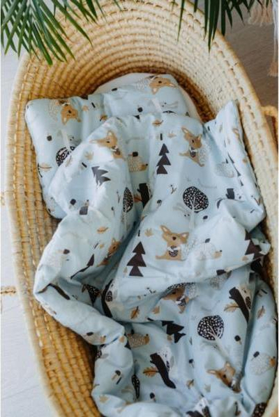 Set shtrati për bebe Pulp Azure Forest, pambuk me mbushje, 60x75 cm, blu e çelët