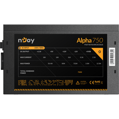 Furnizues I rrymës nJoy Alpha 750 - 750W - 80 PLUS Gold