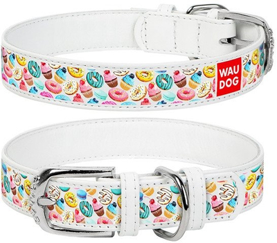 Јакичe за куче Waudog Leather Donuts R4, природна кожа, 30-39cm, бело