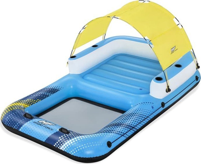 Rafat fryrës Bestway Hydro Force Floating Island, 305x186x58 cm, me tendë dielli, blu e verdhë