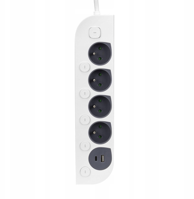 Paralozë multifunksionale MT143, 4 priza, USB A dhe USB C, 1.4m, e bardhë