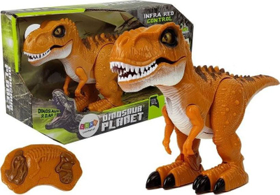 Lodër dinosaur me telekomandë Leantoys, lëvizje dhe drita, kafe