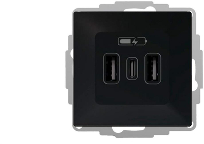Prizë murale me USB Elektro-Plast Vestra 3808-19, 2x USB-A, 1x USB-C, e zezë