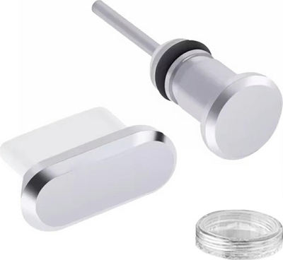 Kapak mbrojtës DA23A, USB C dhe AUX 3.5mm, set 2 copë, argjendtë