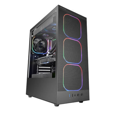 Kuti PC Mars Gaming MC-Nebula, ATX, 4 ftohës ARGB 120mm, panel anësor xham i temperuar, e zezë