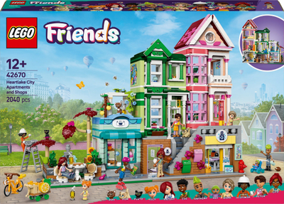 Set lodrash LEGO Heartlake City Apartments and Stores, pallat shumëkatësh, me ngjyra plot
