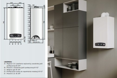 Kaldajë gazi Ariston Cares S 24, murale, 24 kW, kondensuese, e bardhë