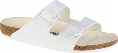 Sandale Birkenstock Arizona Birko-Flor për burra, e bardhë