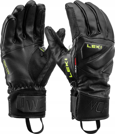 Doreza skish Leki WCR Venom Speed 3D, lëkurë, që s’i hyn uji, të zeza Ice Lemon