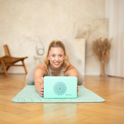 Bllok yoga HMS KJ02, kork natyral, i kafe
