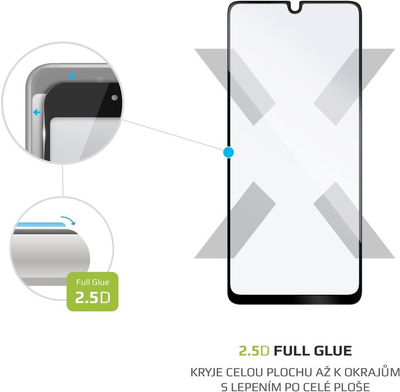 Xham mbrojtës FIXED Full-Cover për Samsung Galaxy A33 5G, me ngjitës në të gjithë sipërfaqen, me kornizë të zezë