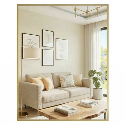 Pasqyrë muri Edaxo SKARP, drejtkëndore 60 x 80 cm, kornizë metalike, ngjyrë ari