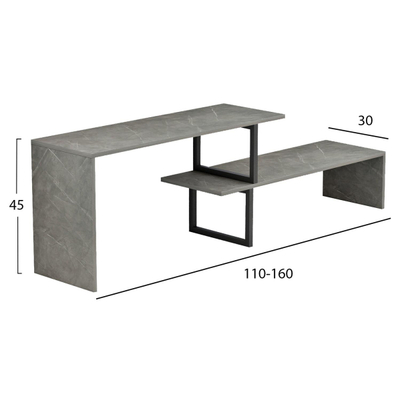 Set mobilie për TV zgjerues Brigitte 110–160x30x45Hcm (HM8892.11), gri/ zezë