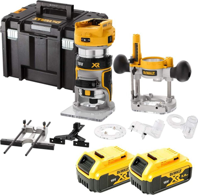 Фреза за рундање Dewalt DCW604P2, 18V, 2 батерии 5.0Ah, жолта