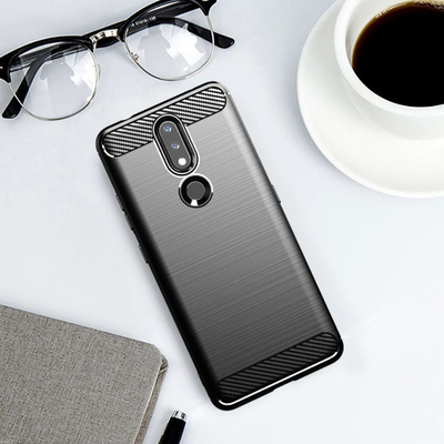 Mbrojtëse telefoni Hurtel Carbon Case Nokia 2.4, TPU i butë, me relief karboni, ngjyrë e zezë