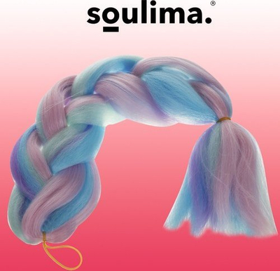 Gërsheta sintetike Soulima 21366, 60 cm, ombre kaltër vjollcë