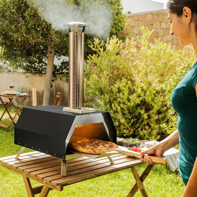 Furrë pice me pelet InnovaGoods Pizzahven, deri 500°C, 30 cm, inoks