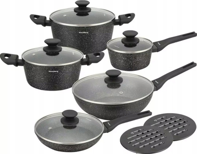 Set tenxheresh KLAUSBERG KB-7657, 12 pjesë, veshje mermeri, për induksion, gri