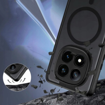 Futere Tech-Protect Magmat MagSafe për Xiaomi Redmi Note 14 Pro 5G, silikon TPU, transparente, e zezë