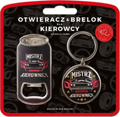 Set aksesorësh Pan Dragon Mistrz Kierownicy, hapëse shishesh metal, varëse çelësash, e zezë
