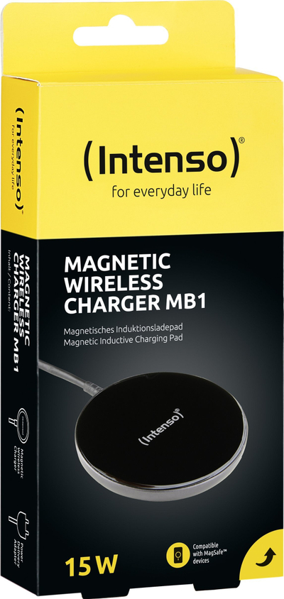 Karikues wireless magnetik Intenso MB1, me adapter rryme, i zi