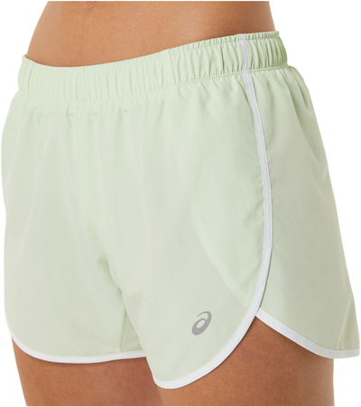Shorce vrapimi Asics Icon 4IN për goca, që thahen shpejt, me slip të brendshëm, jeshile e çelët