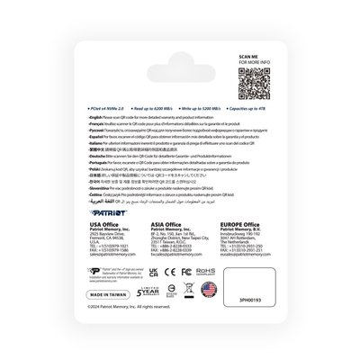SSD Patriot P400 V4 M.2, 1TB, PCIe Gen 4 x4, deri 6000 MB/s
