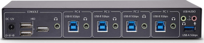 Прекинувач KM StarTech 4 порти, USB, поделба аудио 3.5mm, црн