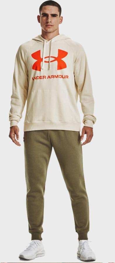 Bluzë me kapuç Under Armour Rival Fleece Big Logo, për meshkuj, beix me portokalli